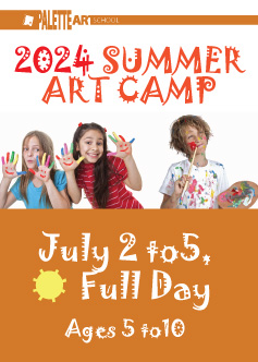 <b>Summer Art Camp. Ages 6 to 10</b><br> July 2 to 5 - Full Day