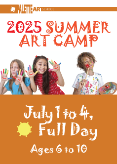 <b>Summer Art Camp. Ages 6 to 10</b><br> July 1 to 4 - Full Day